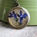 Blue Pressed Flower Necklace Botanical Jewelry Pressed Lobelia Plant Resin Woodland Antique Brass Chain