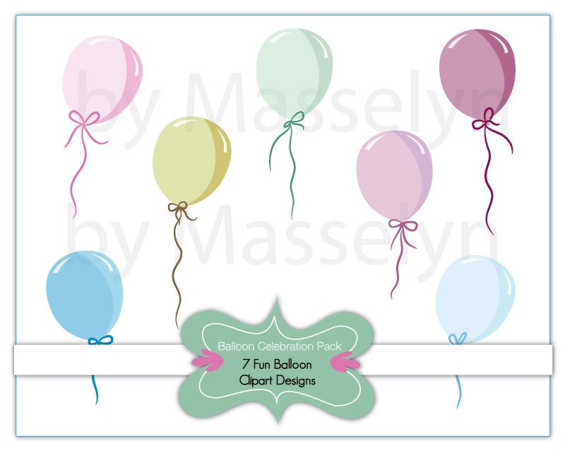 Fun Balloon Pack - Fun and Whimsical Digital Clipart - Perfect for your crafting needs - INSTANT Download via Etsy