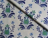 Organic Cotton Fabric Retro Flower Blue Original Design Fat Quarter