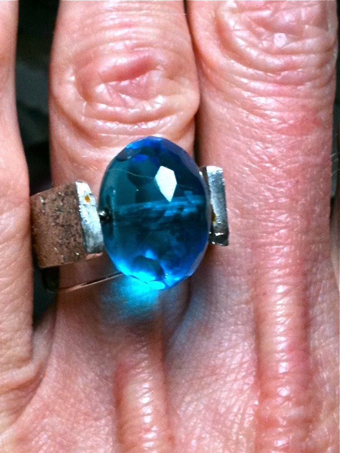Aqua Marine and Fine Silver Rolling Ring by haute mélange