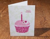 birthday / cupcake / letterpress card