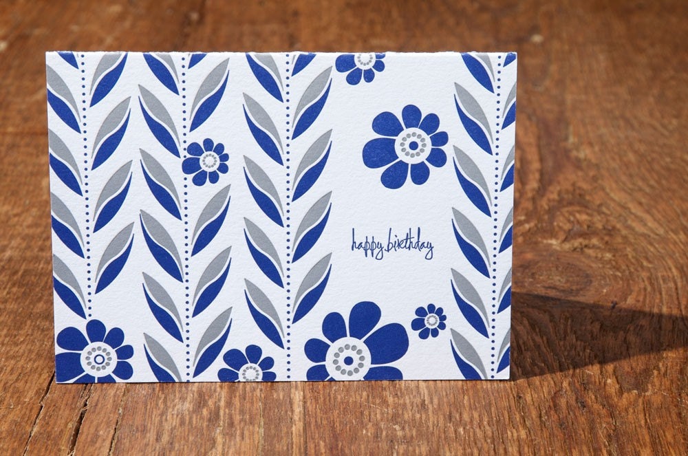 birthday / iris / letterpress card