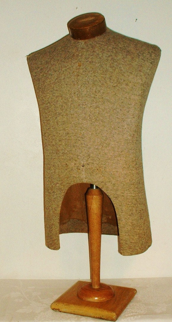 SALE Vintage Wood Male Torso Mannequin Form by MostlyMadelines