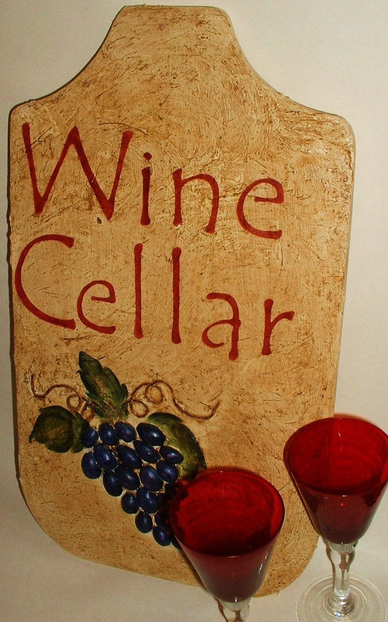 Stucco-look Wood Wine Cellar Sign Upcycled