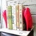 bookends repurposed cherry red high heel platform pumps. sexy bibliophile. book lover gift.