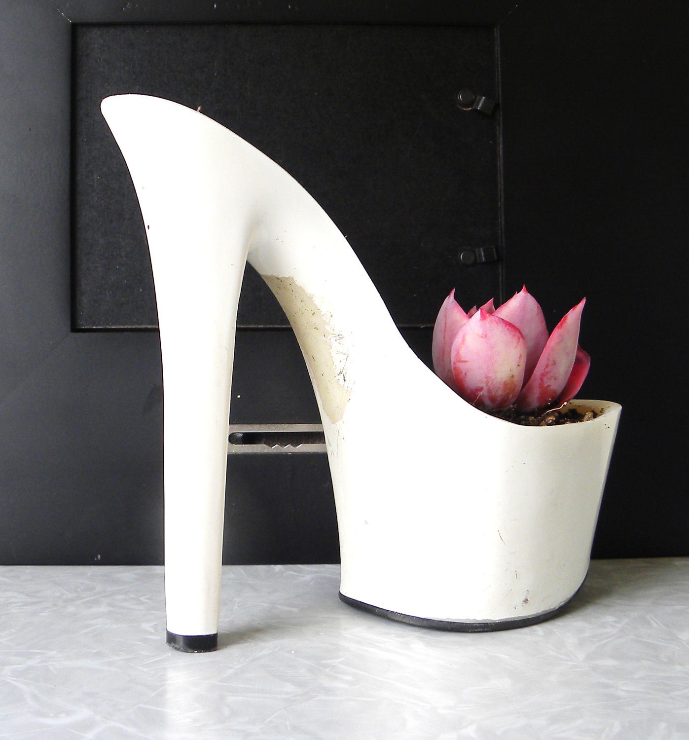 Hussy. stiletto succulent planter reclaimed high heel. bachelorette hostess gift. eco friendly