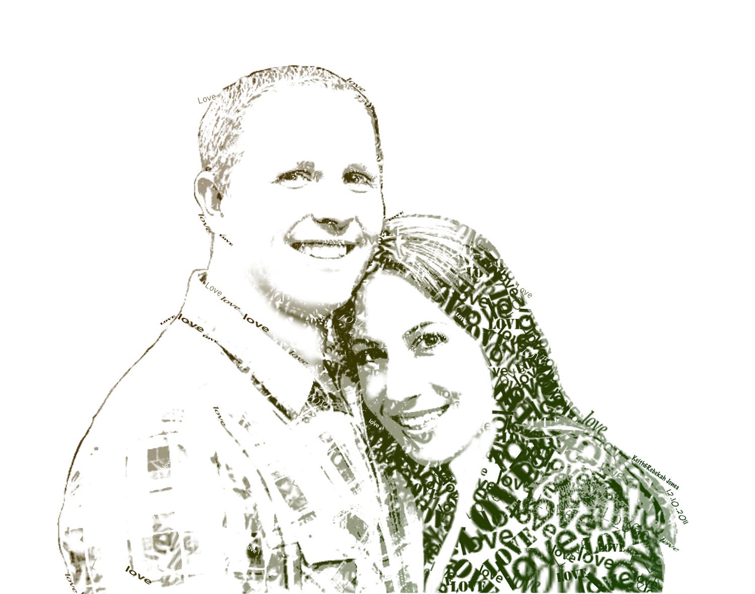 Custom Word Portrait 11x14 Wedding Gift