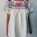 Mexican White Blouse Lovely Colorful Floral Embroidered Handmade Medium
