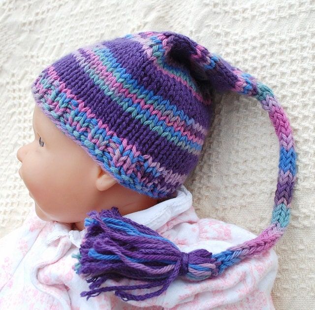 Newborn Purple Elf Hat in Purple - Baby Photo Prop Doll Hat