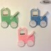Needlepoint Picture Frame Refrigerator Magnet, Baby Carriage