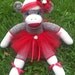 Sock Monkey Doll, Plush Toy in Red Tutu