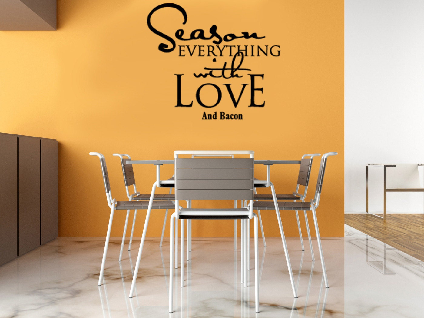 Season Everything WIth Love...and bacon.  Vinyl wall decal I was compelled to create.