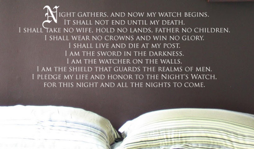 Game of Thrones - Night's Watch Oath - Vinyl Wall Decal