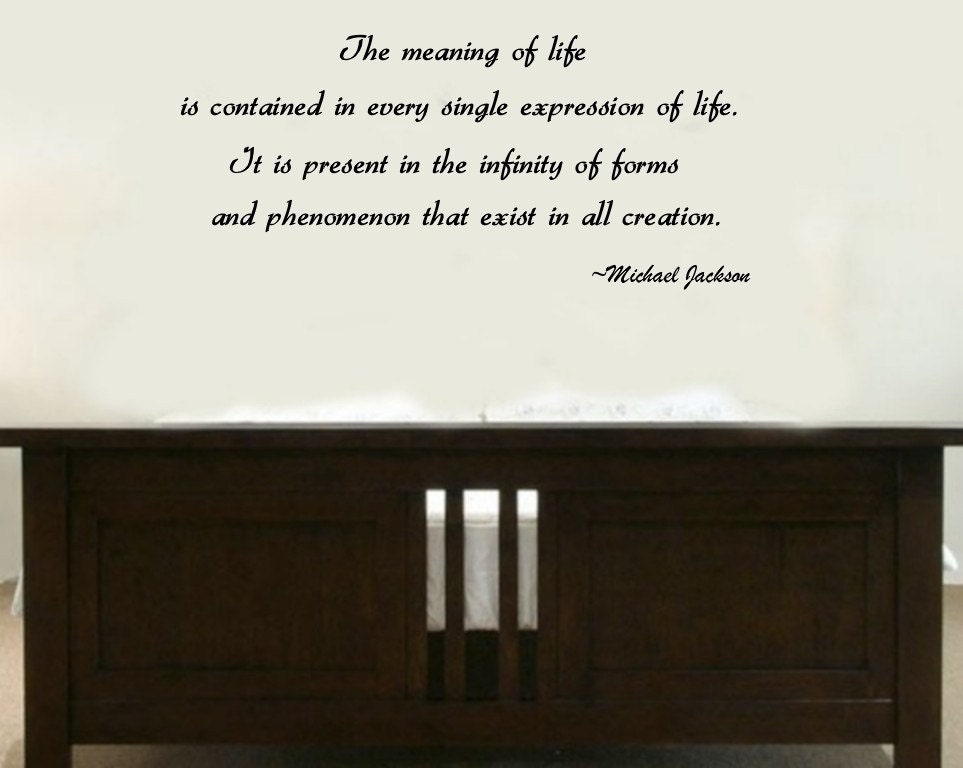 Michael Jackson Removable Vinyl Wall Letters Quote - Meaning of Life
