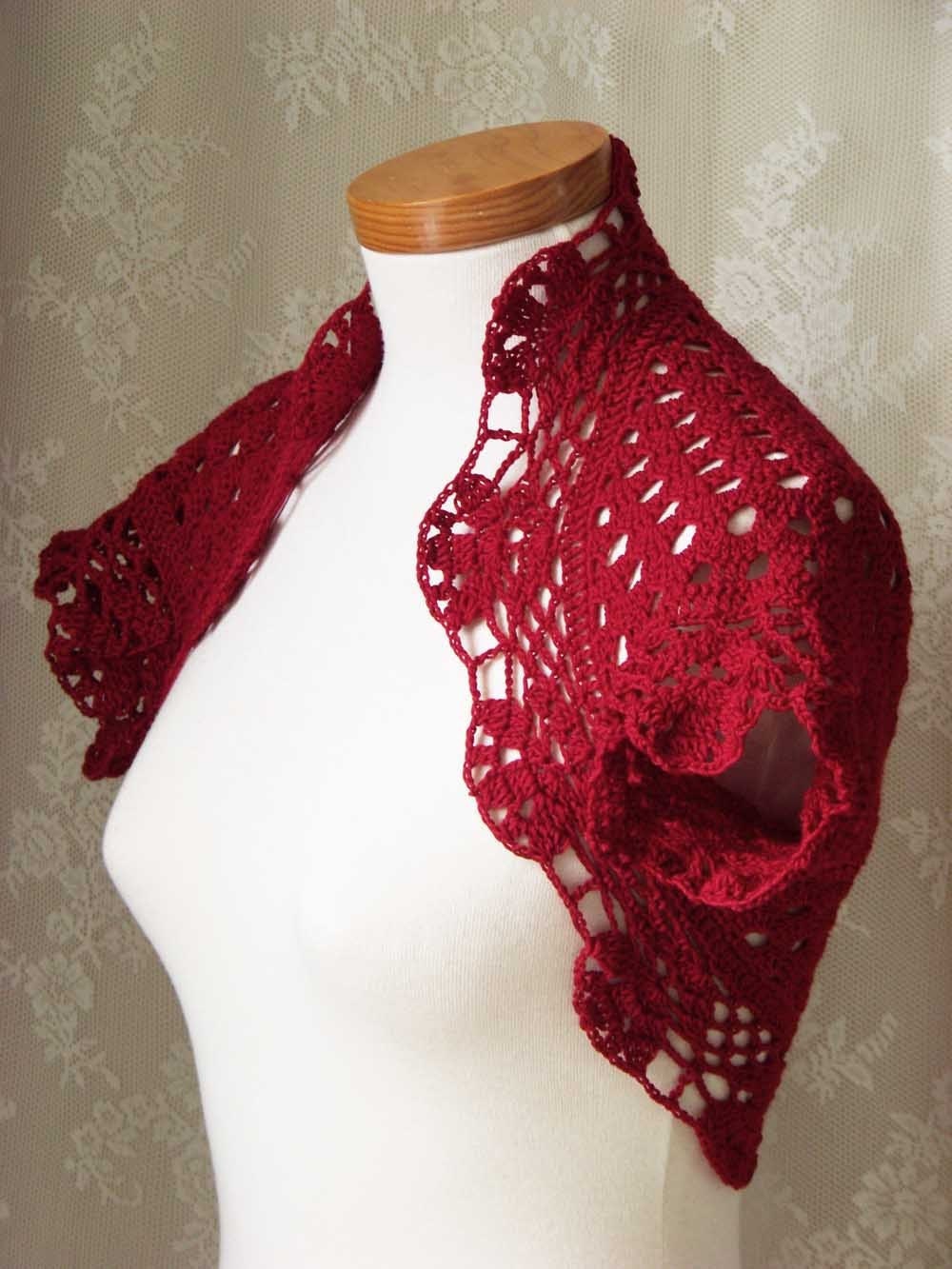 Crochet pattern, Ruby red shrug, PDF