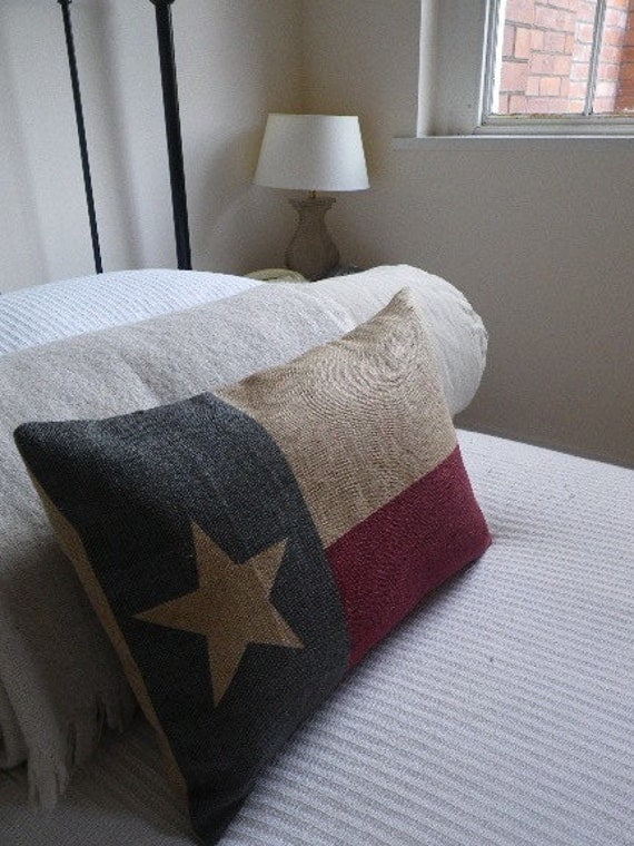 hand printed Texas State flag cushion cover