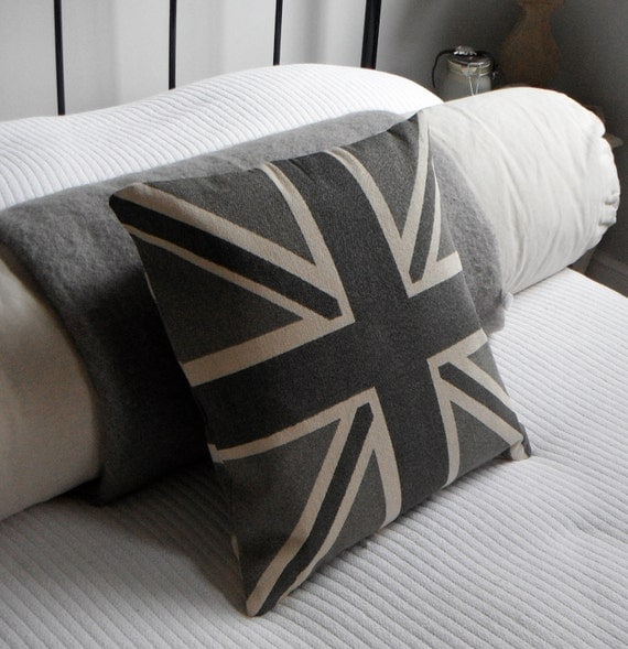 Helkat classic greys reversible union jack cushion cover