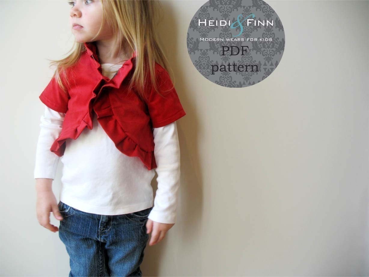 Ruffle Bolero pattern and tutorial PDF 12m-5T perfect for the holidays DIY jacket sweater shrug