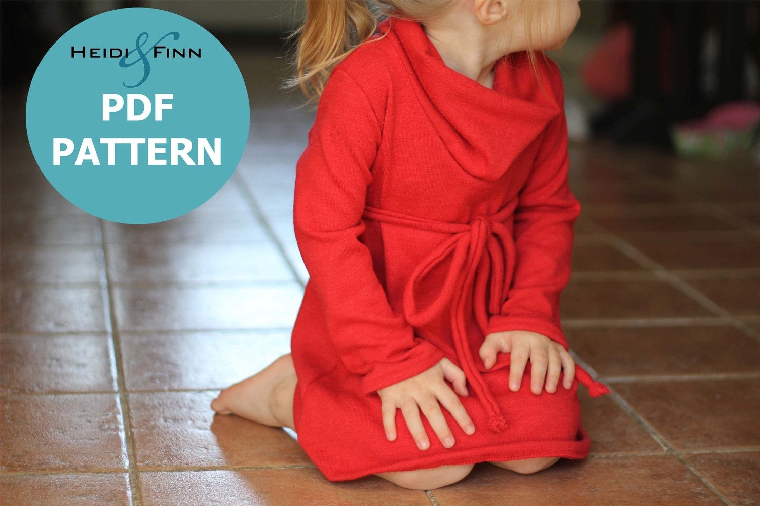 Cowl Neck Jumper Dress pattern and tutorial PDF 12m-6T EASY SEW tunic dress sweater