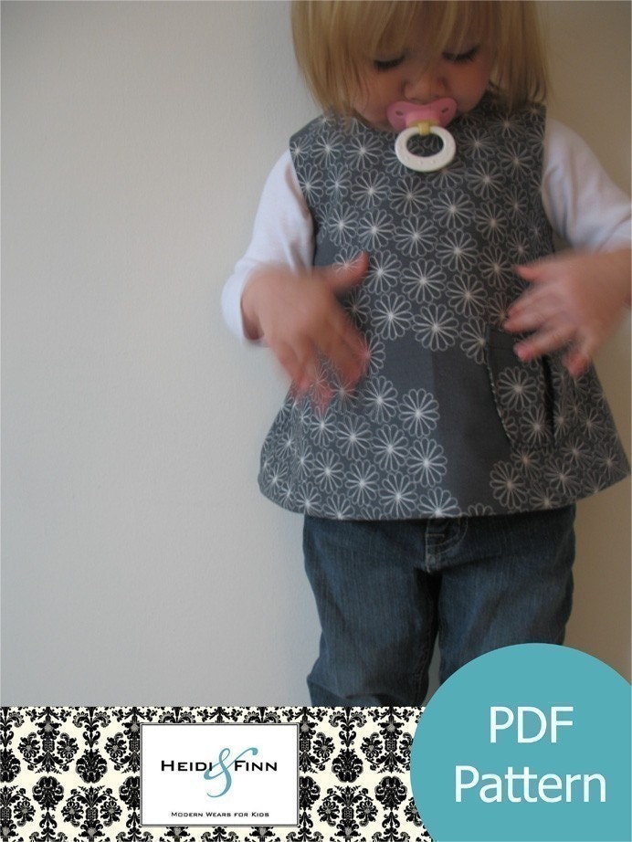 NEW SIZING Sweet Pocket Pinafore pattern and tutorial 3M- 3T easy sew pdf