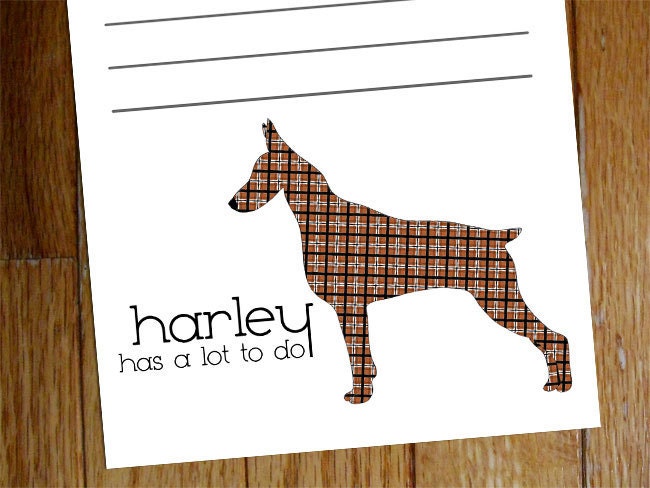 Doberman Personalized Notepads -- To Dog List Custom Breed