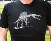 Spinosaurus Skeleton hand drawn design on Black American Apparel for Men