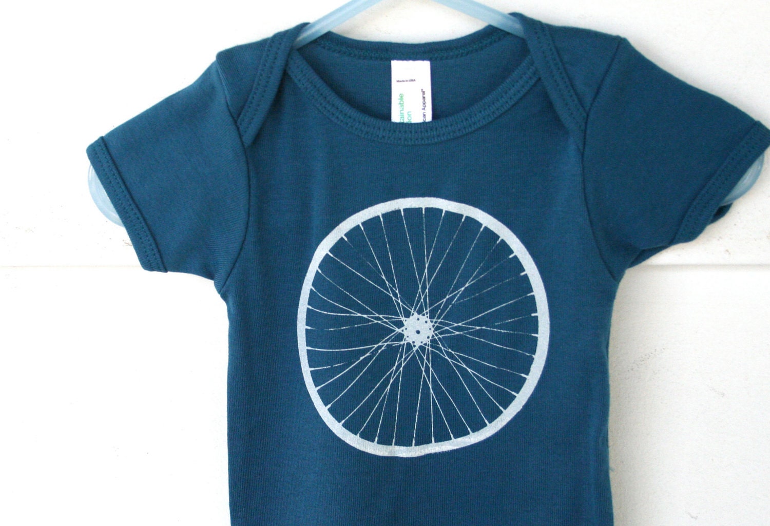 Bicycle Wheel American Apparel Organic baby Onesie in Galaxy Blue