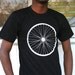 Giant Bicycle Wheel Screen Print American Apparel Men's Tee in Black with White Print