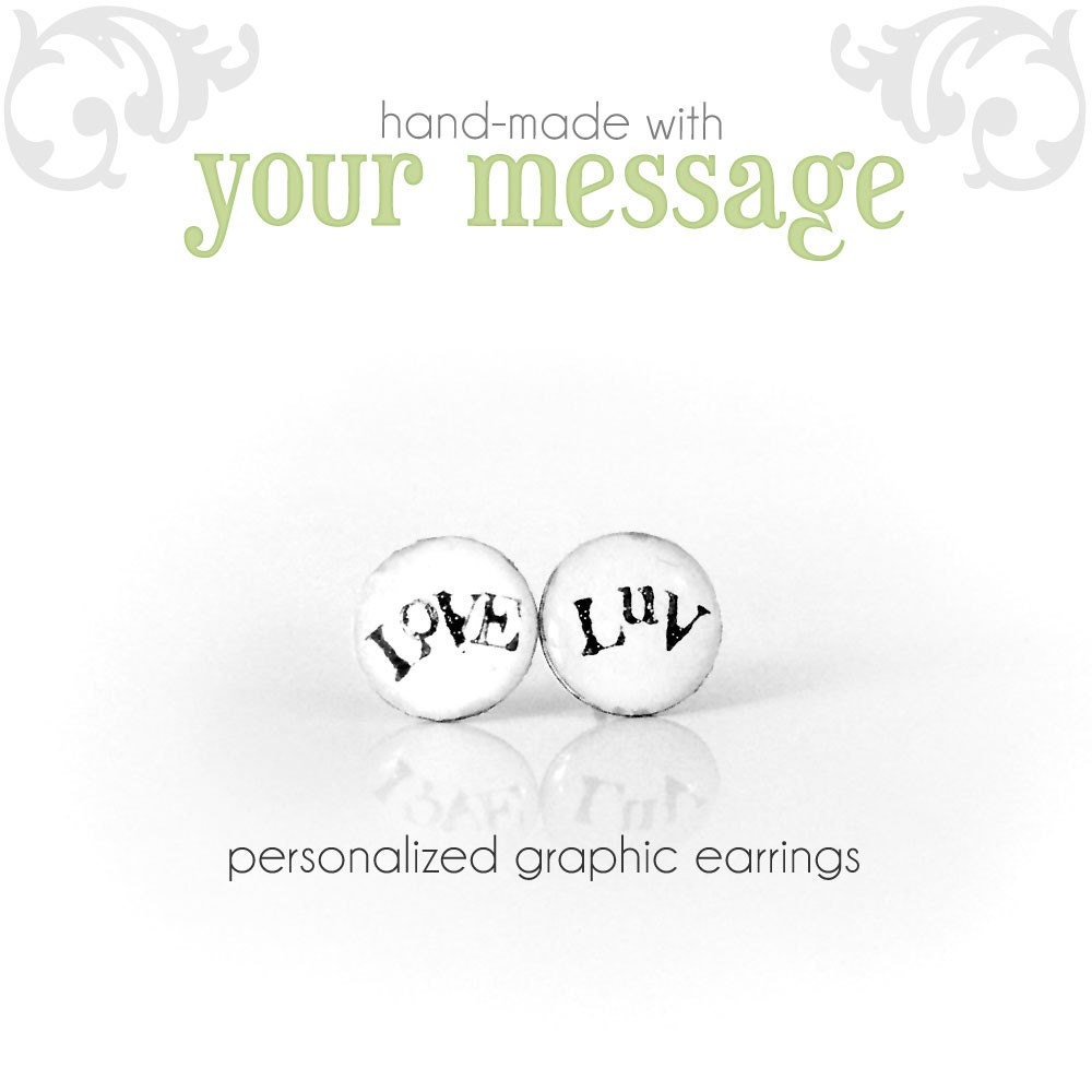 Gift Giving - Custom Made graphic message post earrings in gift box