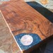 Moon and Stars series. Figured walnut platter with Abalone, turqouise, shell, sodalite