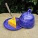 Cheese dome dish and plate handthrown in stoneware