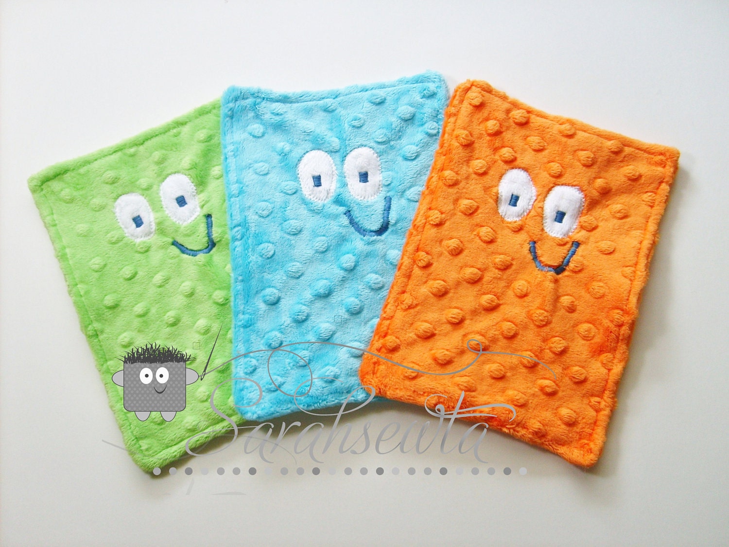 3 Jojo Minky Monster Wash Cloths