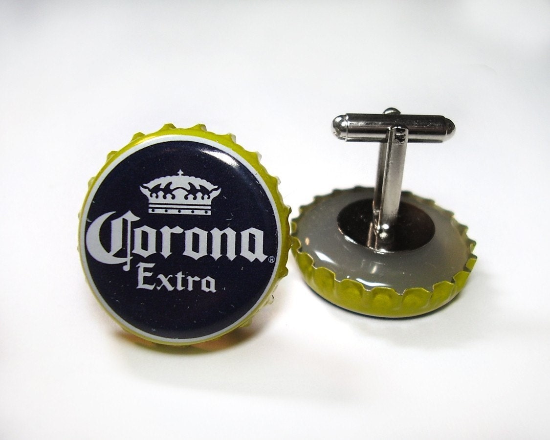 Corona Beer Bottle Cap Cuff Links by AristoCrafty on Etsy