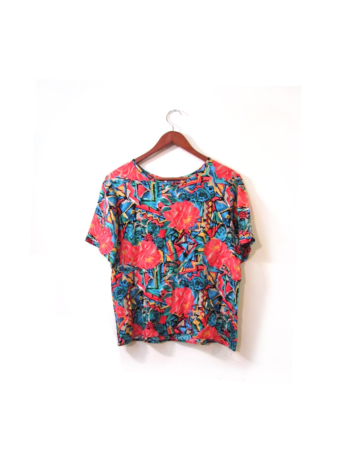 Colorful BLAST Abstract Floral Print Blouse womens xs s