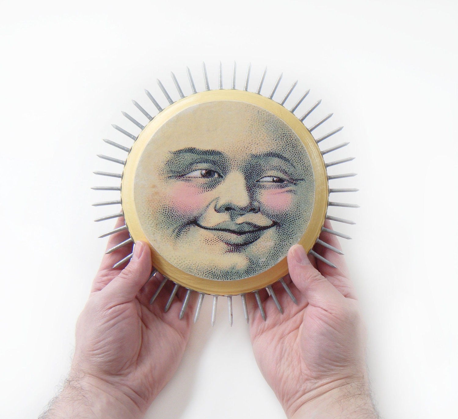 SUN KING mixed media Wall Sculpture - Beach House Spiritual Art Assemblage - Housewarming Gift idea