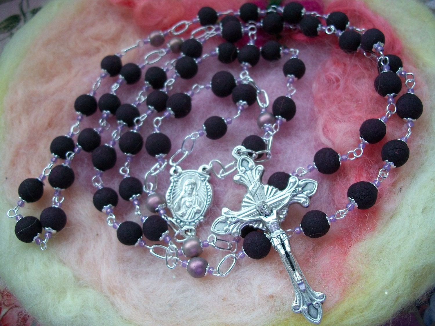 Rosary with Rose Petal Beads Handmade to Order