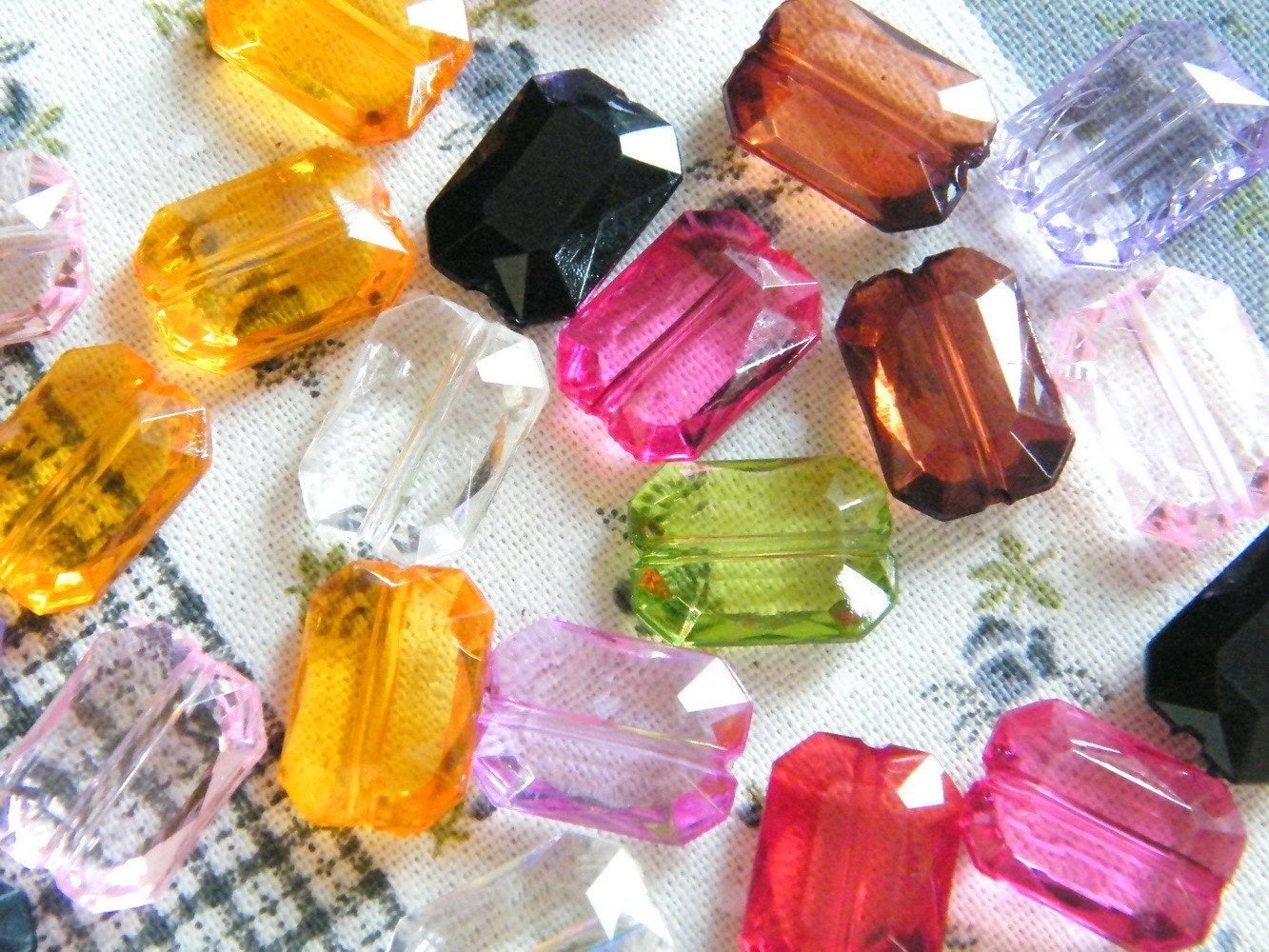 Colorful Transparent Rectangular Beads (Pack Of 26)