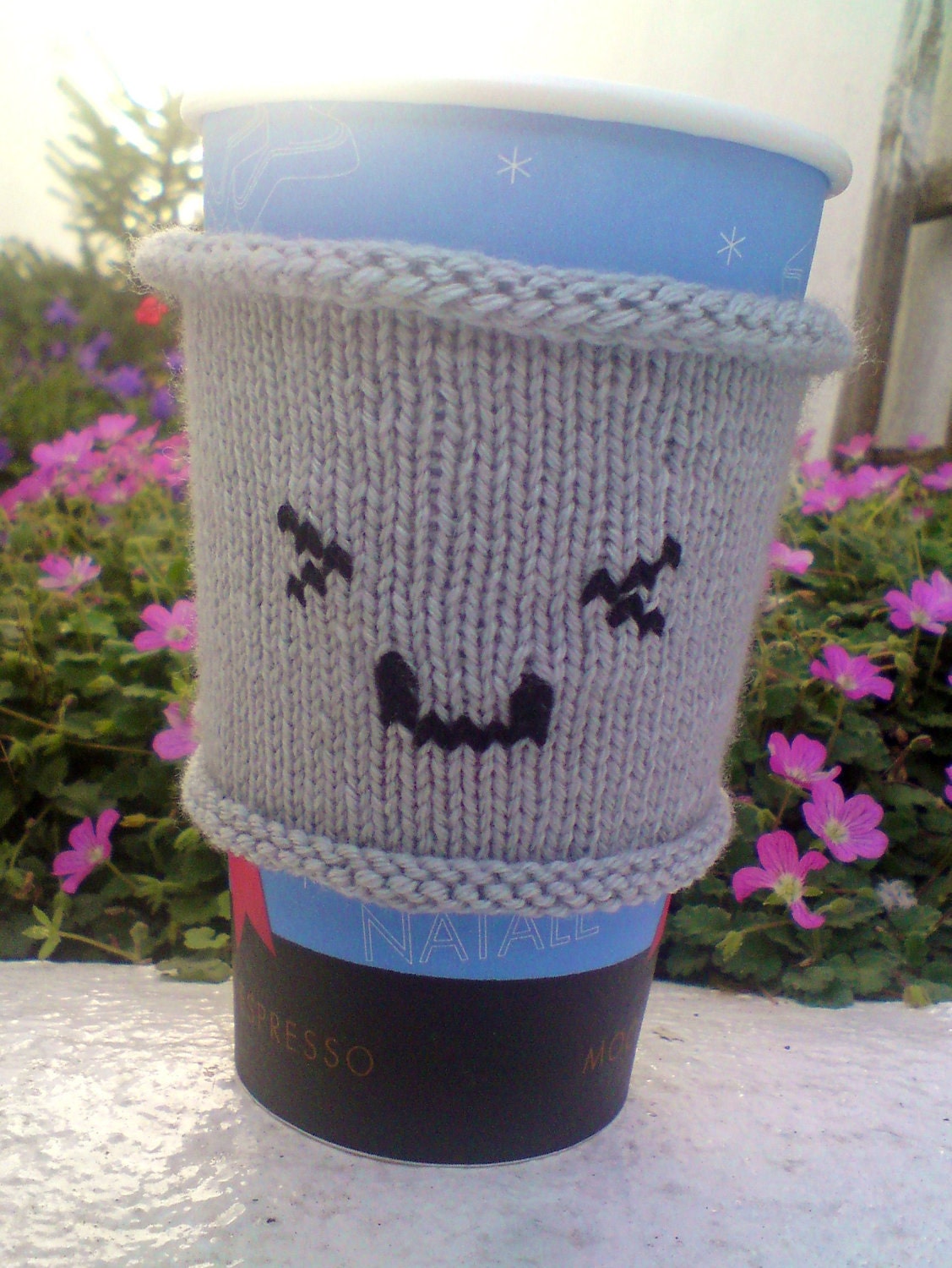 Coffee Cozy - Coffee Cup Cozy with Cute Emoticon