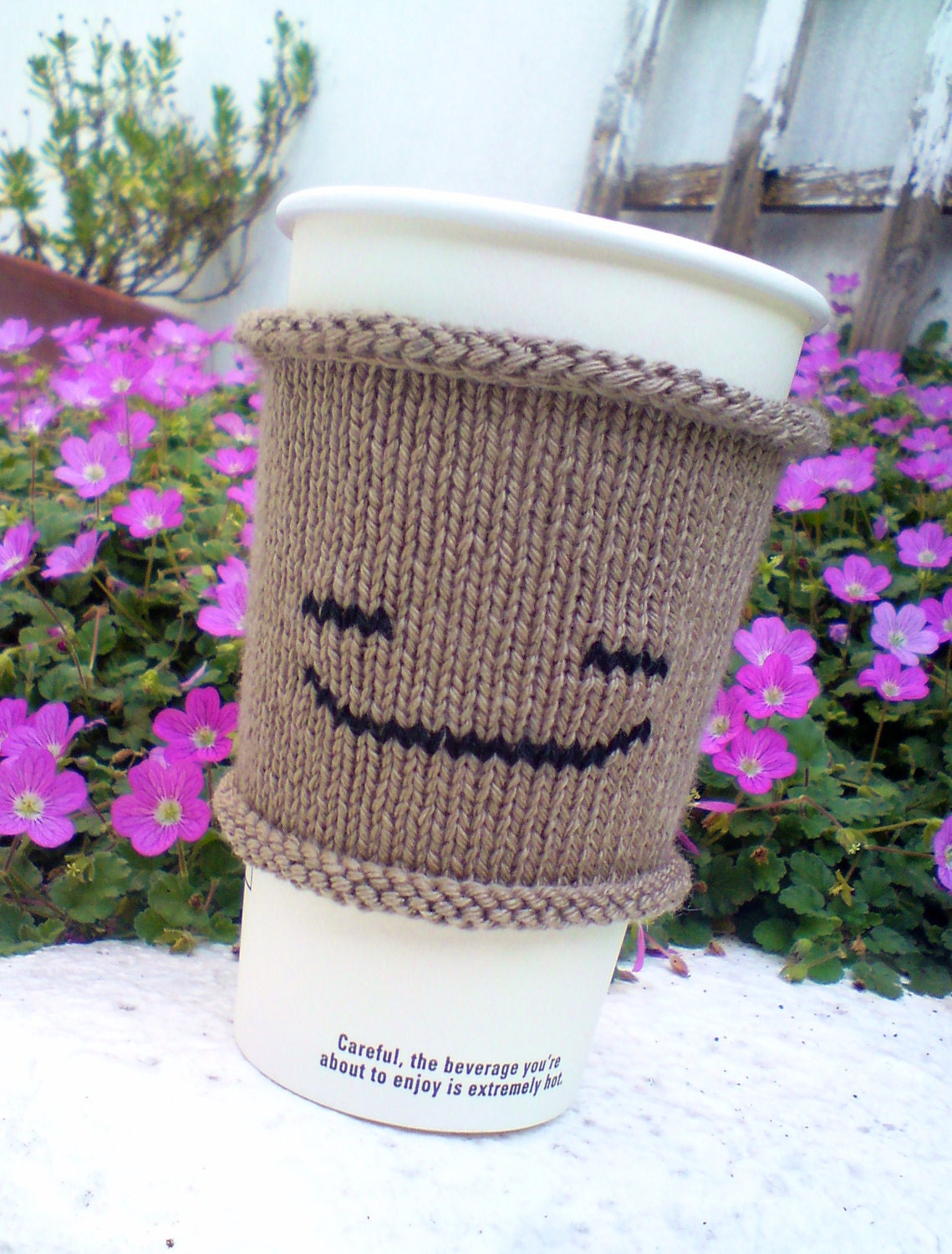 Coffee Cozy - Coffee Cup Cozy - Travel Mug Coffee Tea Cozy - Chilled Out Emoticon - Keep Calm