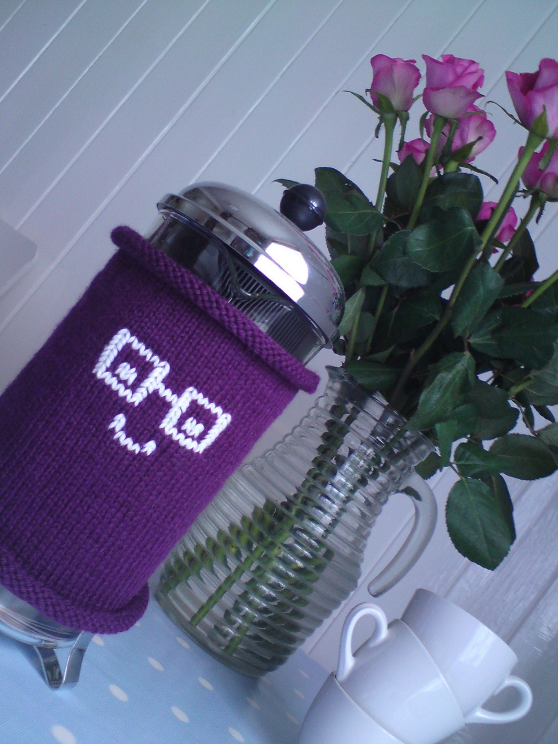 Cafetiere Cozy - French Press Cozy - Housewarming Gift - Purple, Nerd, Geekery, Geek Chic