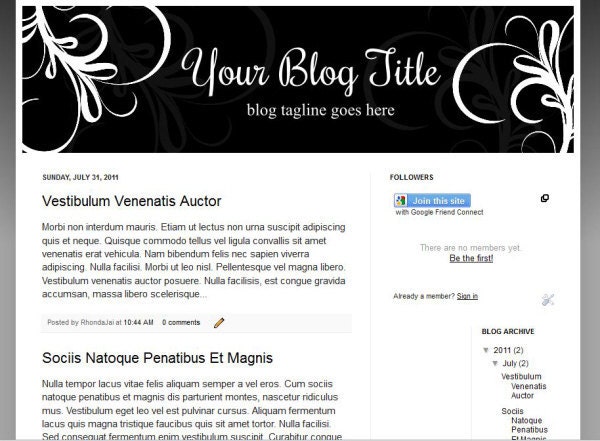 Blog Banner Elegance 3 Design for Blogger or Wordpress