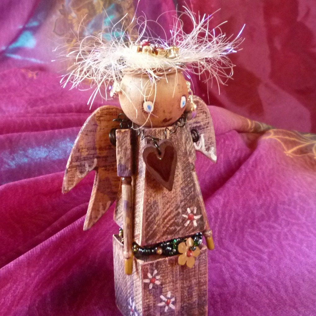 Christmas Decoration, Xmas Shabby Chic Folk Angel by mystic2awesome