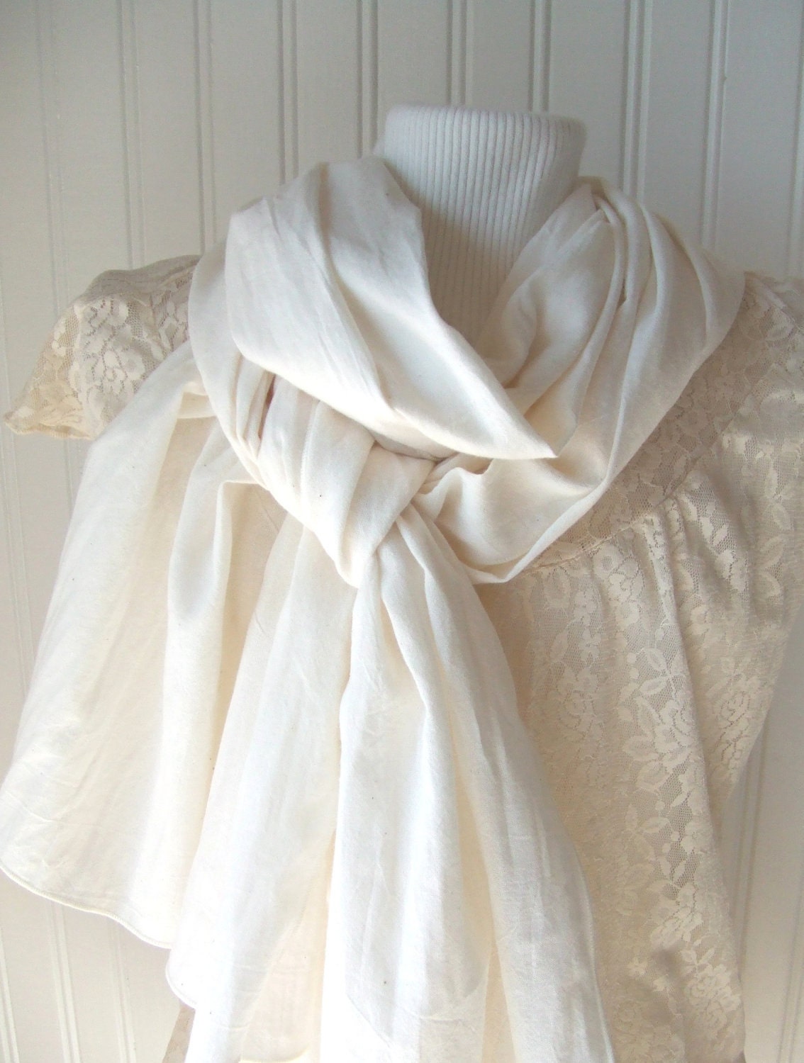 Antique Pearl.....Cotton Gauze Scarf.....New