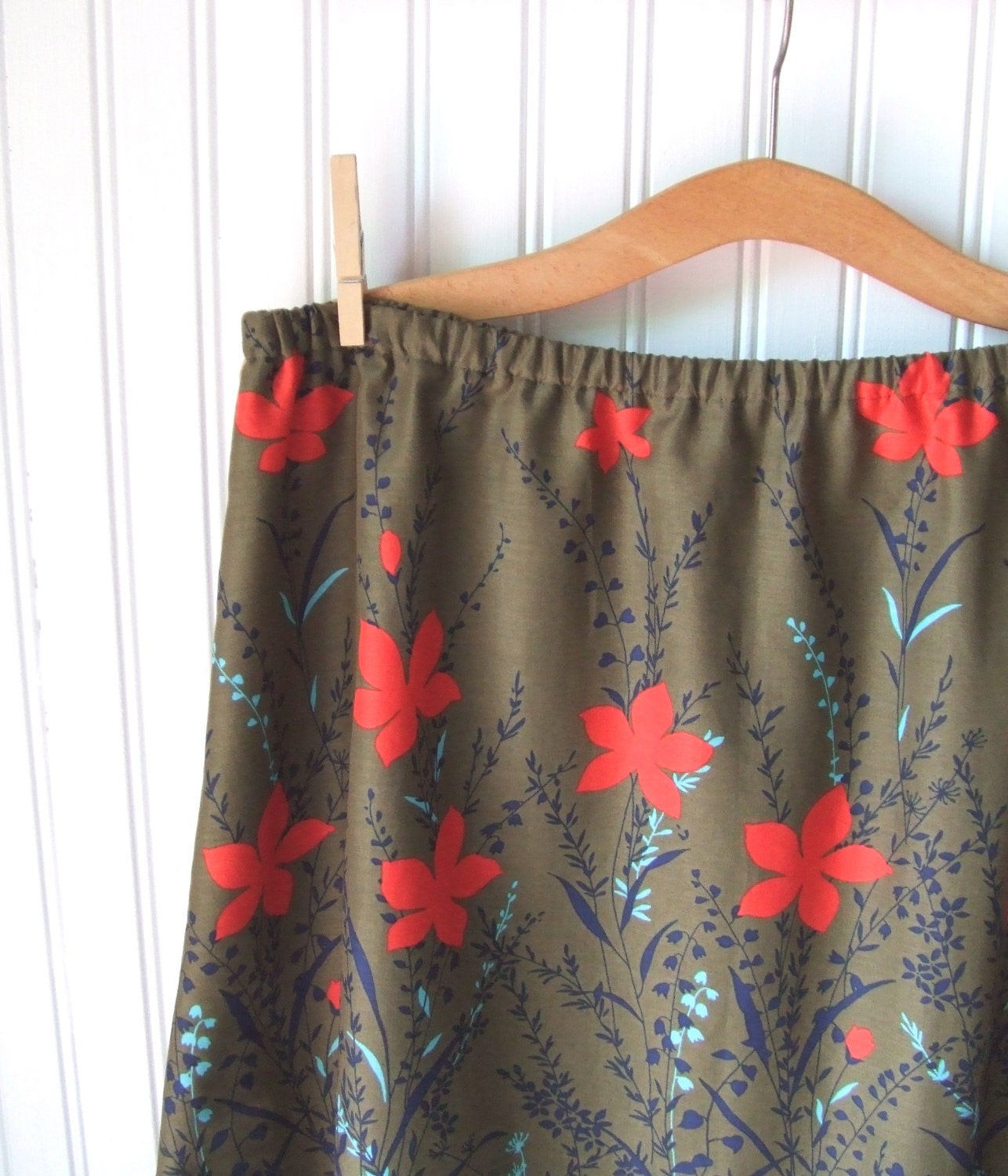 Olive and Vermilion Floral A Line Plus Size Skirt