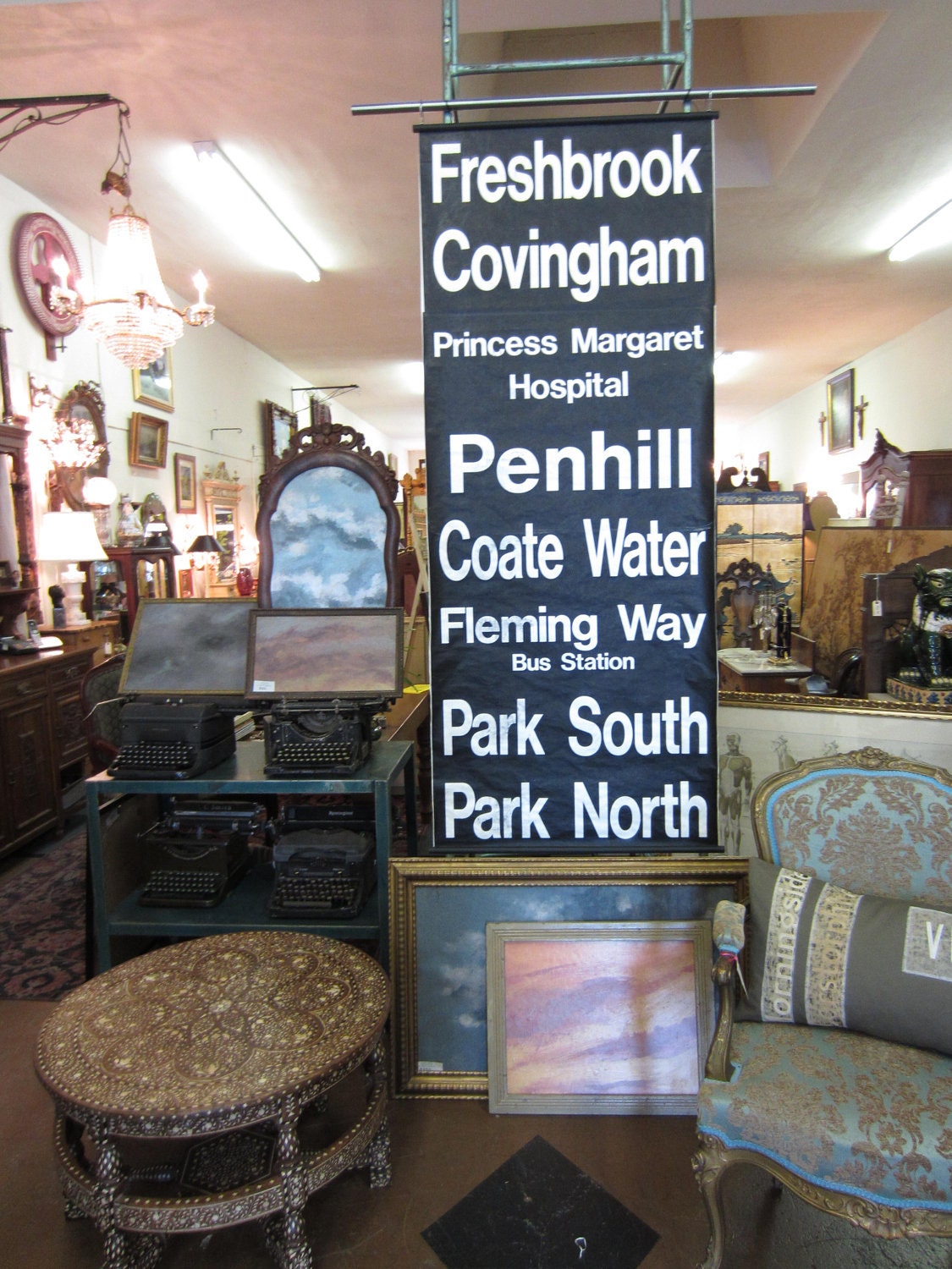vintage british route sign. freshbrook to park north.