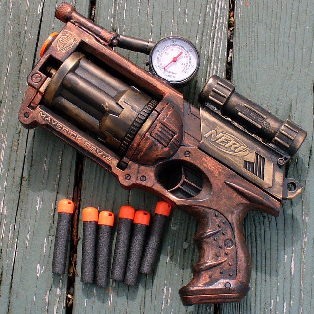 Steampunk Gun Nerf Maverick N-Strike Victorian Gothic