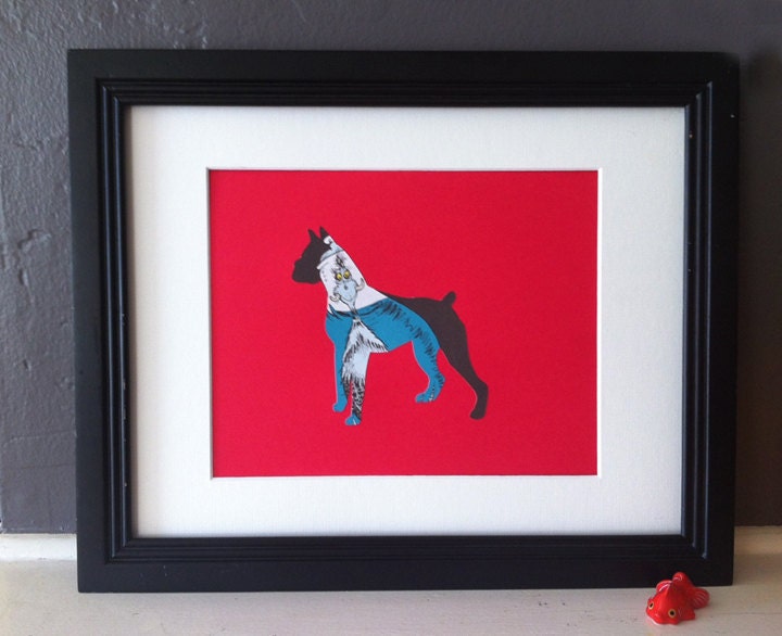 One Fish, Two Fish, Red Fish, Blue Fish- Boxer Dog Silhouette