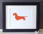 Gold Flowers - Wire Haired Dachshund Silhouette