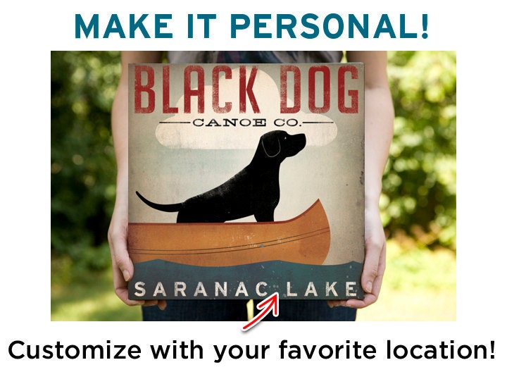Black Dog Canoe Company Gallery Wrapped Canvas Wall Art -  12x12x1.5 Signed Ready-to-Hang LABRADOR