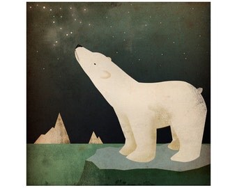 CONSTELLATIONS Polar Bear ILLUSTRATION giclee print 12 x 12 inches SIGNED
